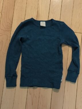 Kids Long-Sleeve 100% Wool Heavy Long Sleeve Top - Blue